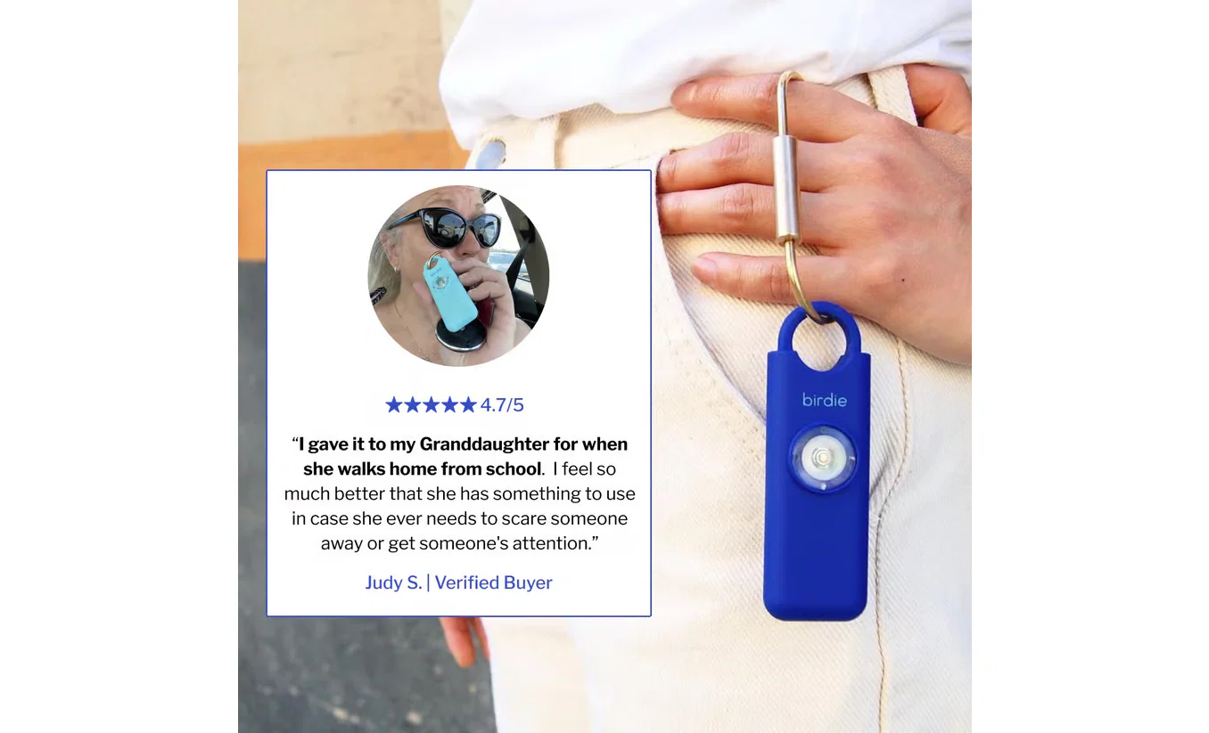 She's Birdie 3.0 Rechargeable Personal Safety Alarm - Metallic Blue - Image 3